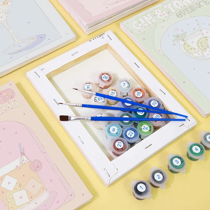 Malen nach Zahlen – 6 Mini-Kunstwerke | Bunte Cocktail-Edition