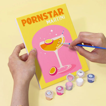 Malen nach Zahlen – 6 Mini-Kunstwerke | Bunte Cocktail-Edition