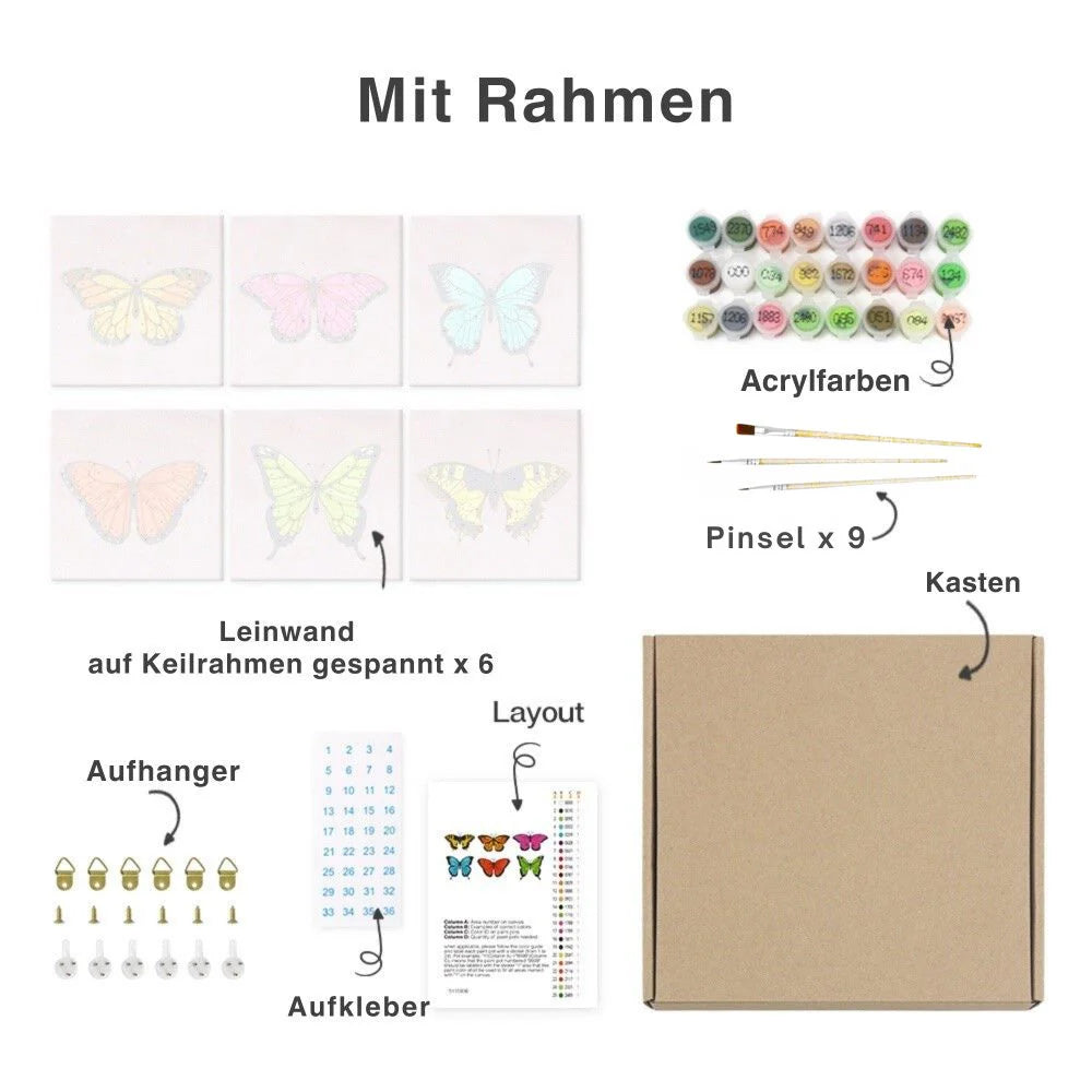 Malen nach Zahlen – 6 Mini-Kunstwerke | Bunte Cocktail-Edition