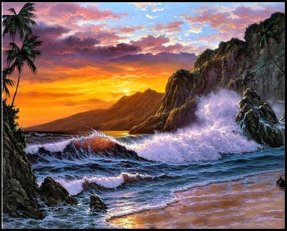 Malen nach Zahlen | Sonnenuntergang an der Küste 