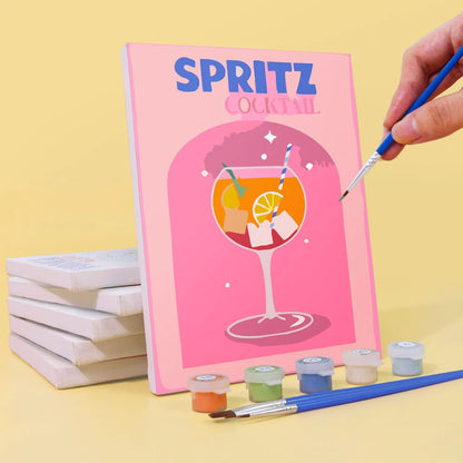 Malen nach Zahlen – 6 Mini-Kunstwerke | Bunte Cocktail-Edition