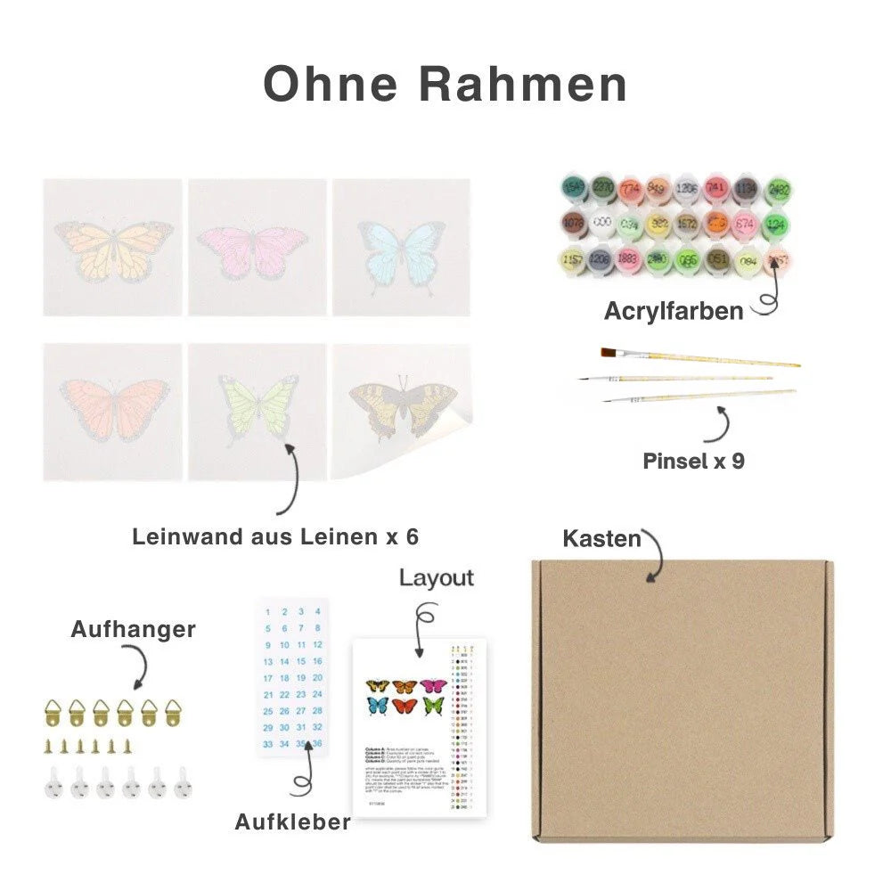 Malen nach Zahlen – 6 Mini-Kunstwerke | Bunte Cocktail-Edition